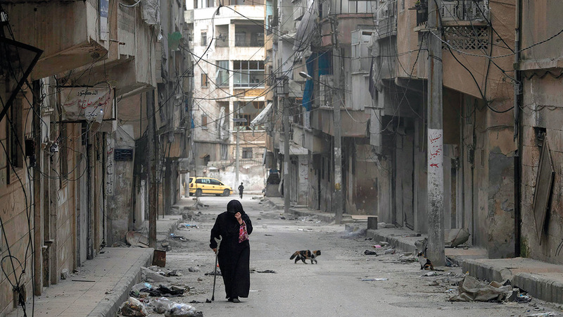 أحد شوارع بلدة أريحا في إدلب شمال سورية حيث دمّر النظام كل شيء. أرشيفية