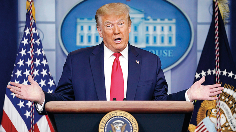 ترامب مطالب بشرح كيف ستصل أميركا مرة أخرى إلى المستوى الاقتصادي نفسه قبل الفيروس.   أ.ب