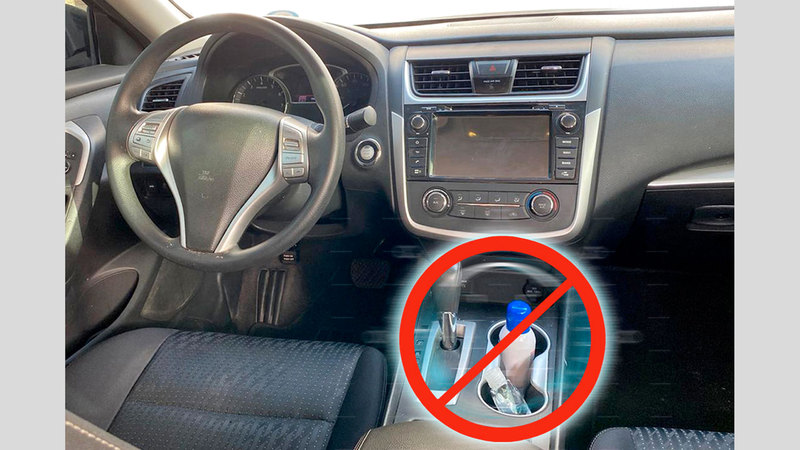 الشرطة تحذر من ترك المعقمات داخل السيارات.  من المصدر