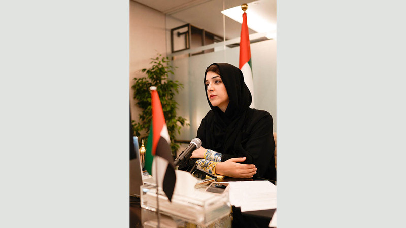 الهاشمي لدى مشاركتها في المؤتمر.   وام