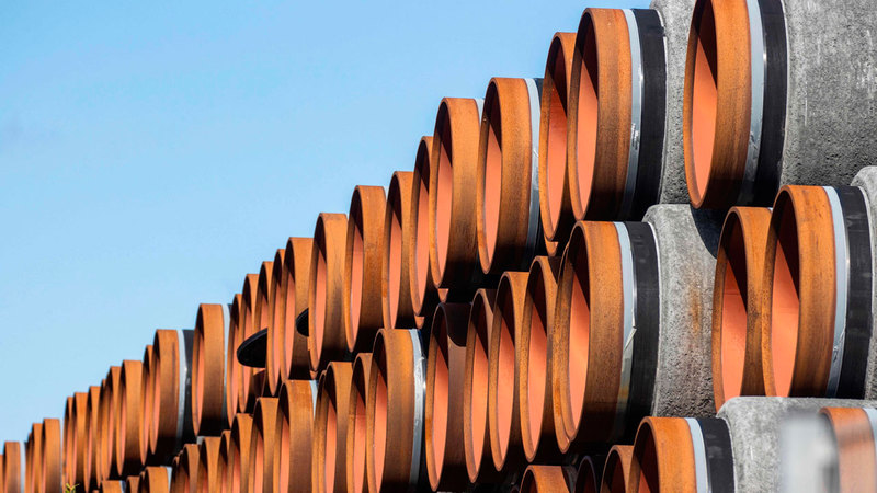 أنابيب مشروع غاز «نورد ستريم 2» على بحر البلطيق. أ.ف.ب