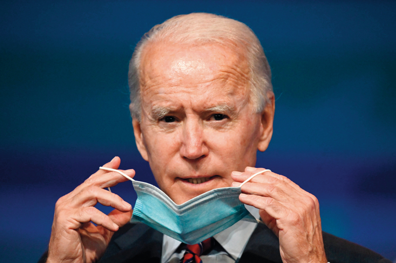 الرئيس الأميركي المنتخب: «في خطاب تنصيبي سأطلب من الناس الالتزام بوضع الكمامات لـ100 يوم».