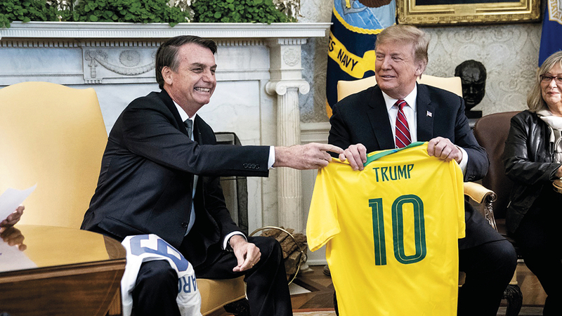 بولسونارو وترامب أقاما علاقة خاصة عمادها الإعجاب المتبادل بسلوكهما.  غيتي
