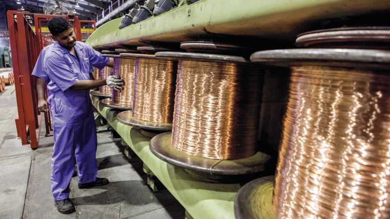 &laquo;مرحلة التعافي&raquo; للنحاس شهدت ارتفاعاً للأسعار بنسبة 33% لتصل إلى 6714 دولاراً للطن. ■ الإمارات اليوم