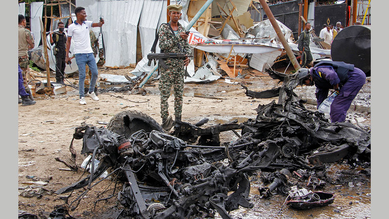 العمليات التفجيرية في العاصمة مقديشو استهدفت الجيش الصومالي.   أ.ب