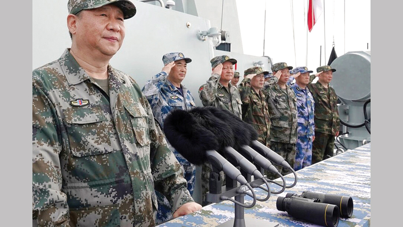 الرئيس الصيني يشهد تمريناً عسكرياً.   غيتي