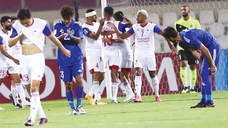 فرحة شرقاوية بهدف الفوز الثمين في مرمى القوة الجوية.  تصوير: أسامة أبوغانم