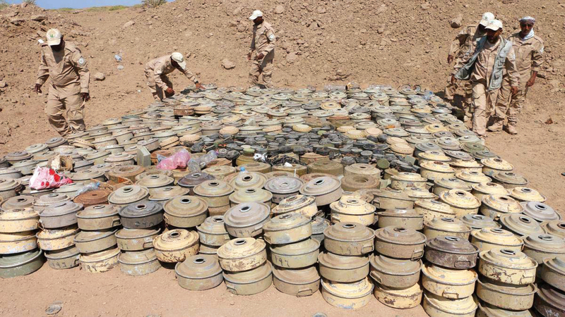 آلاف الألغام زرعها الحوثيون في اليمن.   أرشيفية