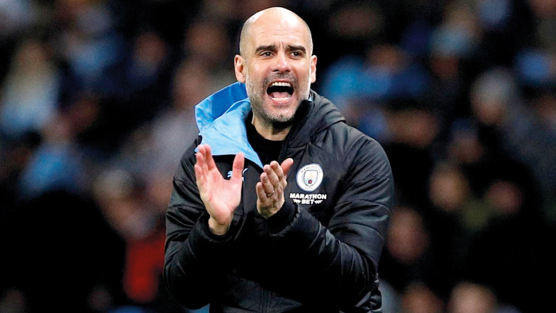 مدرب مانشستر سيتي بيب غوارديولا. 	 أ.ف.ب