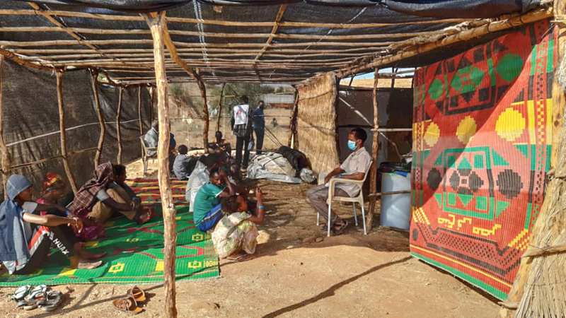 مخيم أم راكوبة بولاية القضارف السودانية حيث يستقر اللاجئون.   من المصدر