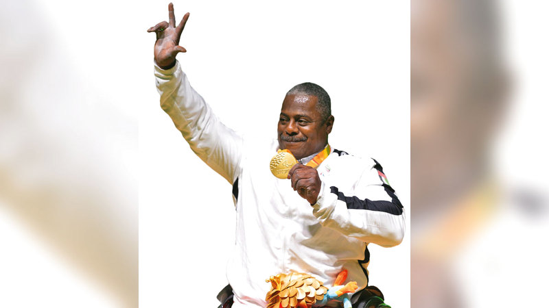 جانب من مراسم تتويج الرباعي الذهبي محمد خميس بذهبية بارالمبية ريو دي جانيرو 2016.	  من المصدر