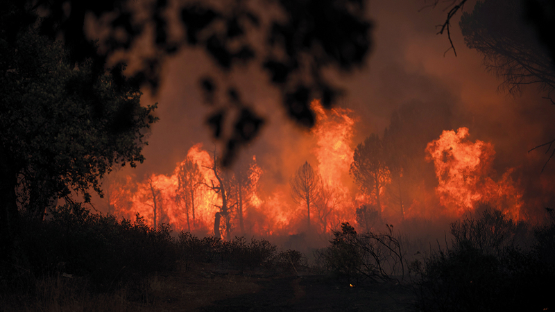 ألسنة اللهب تتصاعد.  أ.ب