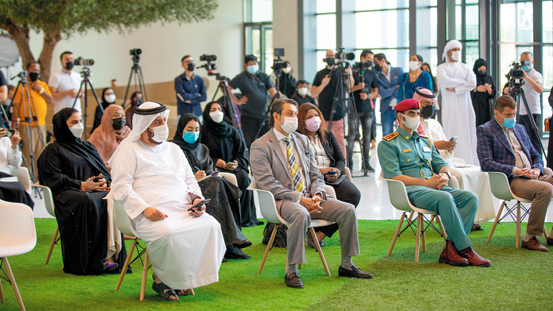 جانب من المؤتمر الصحافي الذي نظمه المركز الدولي للاتصال الحكومي أمس.   من المصدر