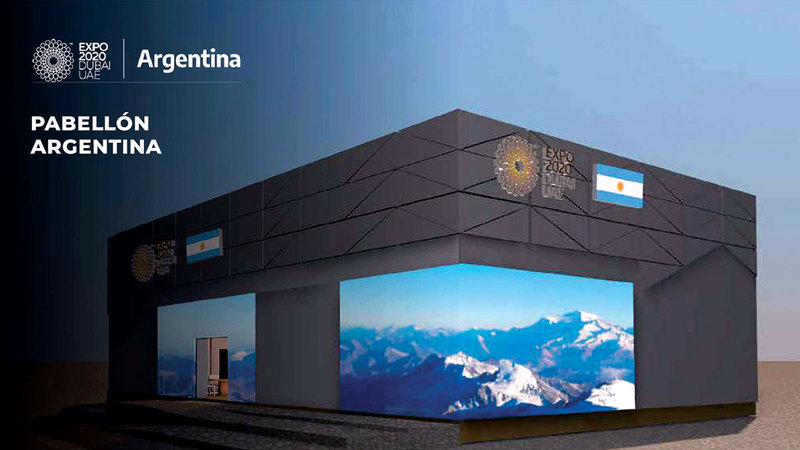 الجناح يمتد على مساحة 315 متراً مربعاً لنقل الإمكانات الكاملة للأرجنتين.  من المصدر