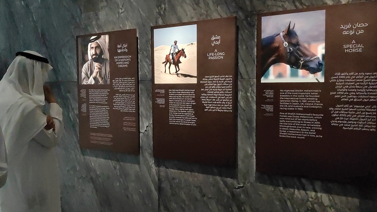 الجناح يعرض بجاذبية رؤية محمد بن راشد.   تصوير: أسامة أبوغانم