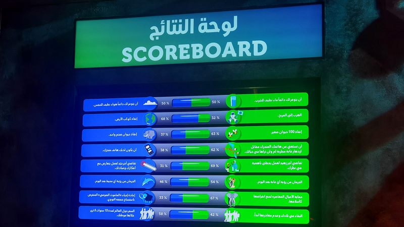 التجربة تتيح للزوار فرصة التعرف إلى معلومات مهمة عن الأرض.  الإمارات اليوم