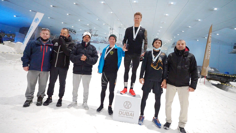 سعيد حارب وناصر آل رحمة يتوجان الفائزين في تحدي الثلج.  من المصدر
