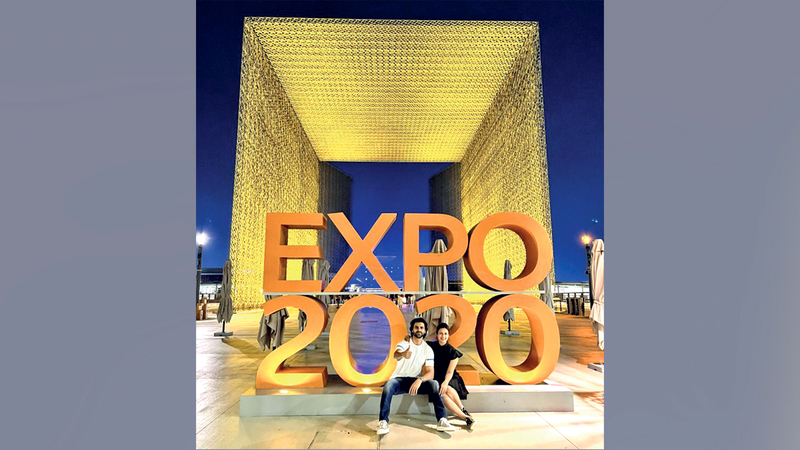 تريباثي وداهيا خلال زيارتهما «إكسبو 2020 دبي».   من المصدر