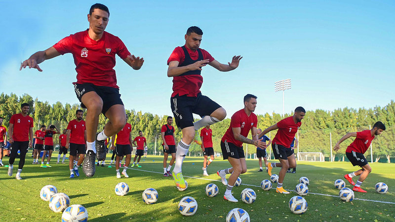 جانب من تدريبات المنتخب الوطني تحضيراً لكأس العرب.   من المصدر