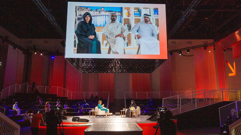 لطيفة بنت محمد خلال مشاركتها في المؤتمر العالمي للاقتصاد الإبداعي 2021.    من المصدر