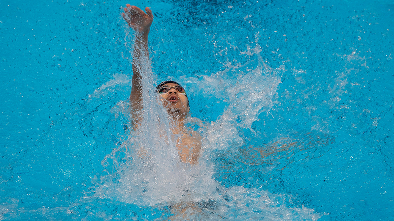 أحمد المرزوقي حقق زمن 29.44 ثانية في سباق 50 متر ظهر.  من المصدر