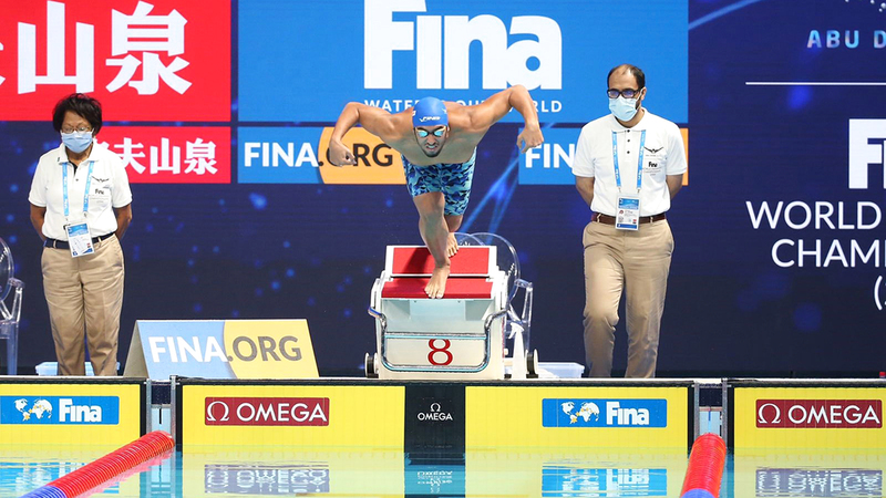 محمد الحمادي حقق رقماً جديداً في سباق 200 متر صدر بزمن 2:33.44 دقيقة.  من المصدر