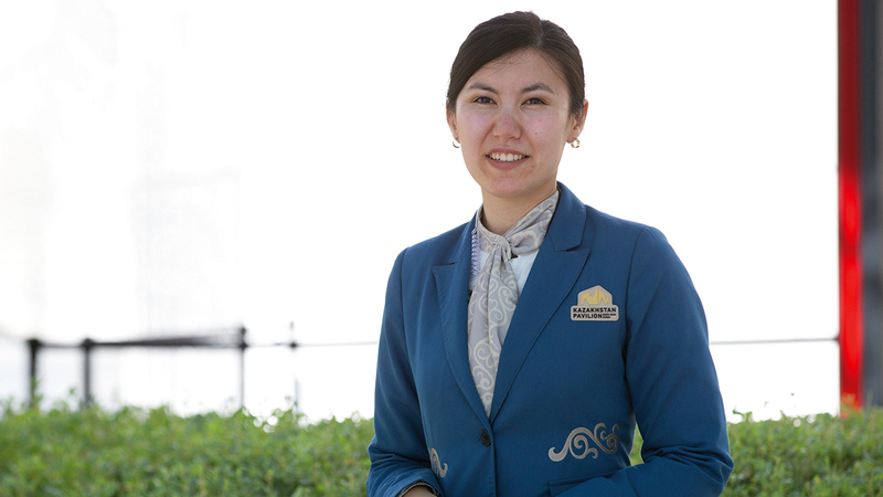 ناظم اعتبرت نفسها محظوظة بفرصة المشاركة في جناح بلدها بـ«إكسبو».  تصوير: أحمد عرديتي