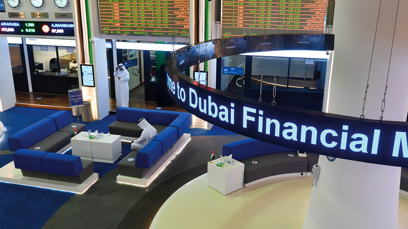مؤشر سوق دبي المالي أغلق منخفضاً بنسبة 0.2% عند مستوى 3191 نقطة.   تصوير: مصطفى قاسمي