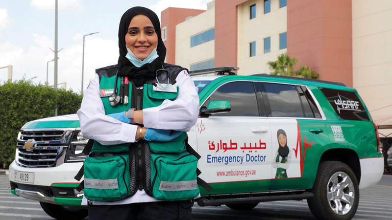 الدكتورة مريم طارش المنصوري حاصلة على البورد العربي في الطب الطارئ.   الإمارات اليوم