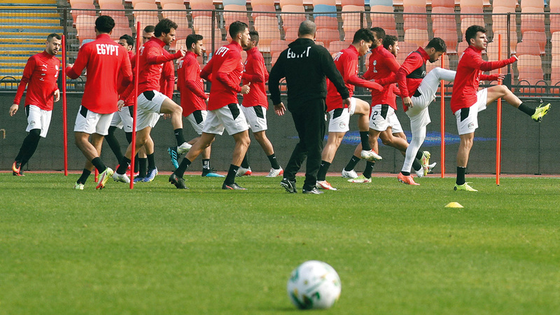 من حصة تدريبية لمنتخب مصر في القاهرة قبل السفر إلى الكاميرون. À أ.ف.ب