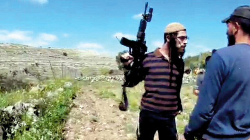 صورة نشرها مركز «بتسيلم» لاعتداءات المستوطنين في2021.   الإمارات اليوم