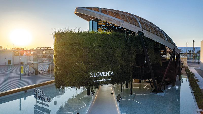 تصميم جناح سلوفينيا يعكس طبيعة هذا «البلد الأخضر».  من المصدر
