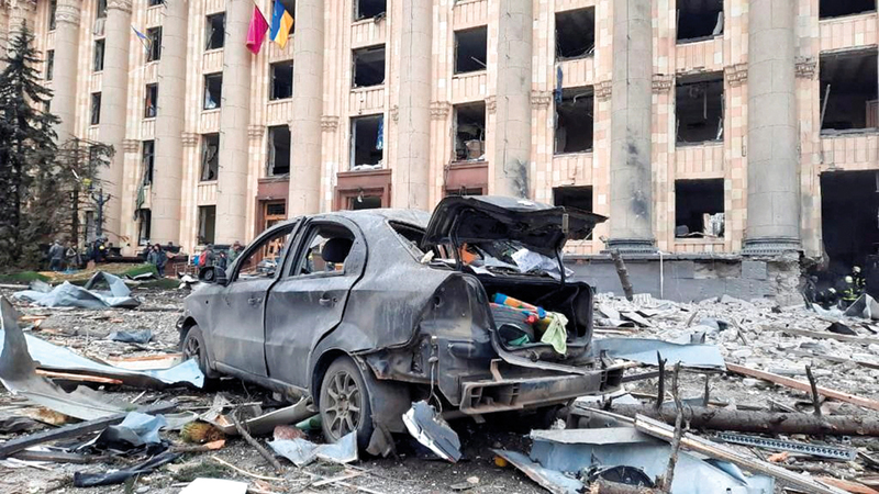 القصف الروسي أحدث دماراً كبيراً في المدن الأوكرانية.   رويترز