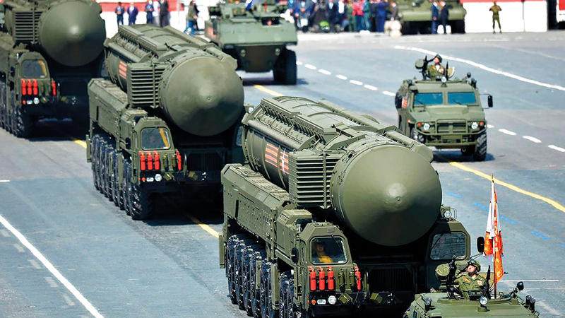 أسلحة نووية روسية خلال استعراض عسكري.   أرشيفية