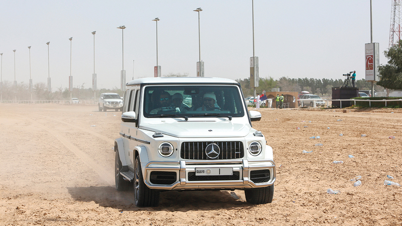محمد بن راشد خلال حضوره كأس جميلتي للقدرة المخصص للأفراس.     تصوير: أسامة أبوغانم
