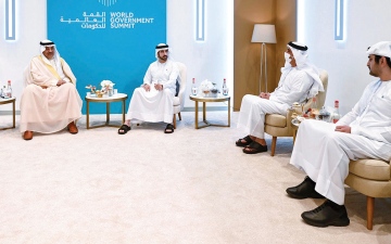الصورة: حمدان بن محمد يبحث مع رئيس الوزراء الكويتي تعزيز التعاون