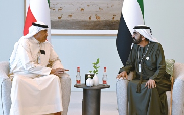 الصورة: محمد بن راشد يستقبل رئيس الوزراء الكويتي