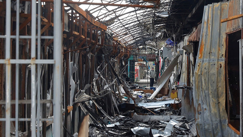 مباني أوكرانية مدمرة بسبب الغزو الروسي.   رويترز