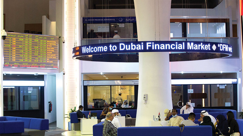 المؤشر العام لسوق دبي المالي ارتفع بنسبة 1.6% تعادل 58 نقطة.    تصوير: أحمد عرديتي