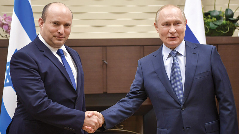 بينيت أجرى لقاء مع بوتين لمدة 3 ساعات وسيطاً لحل الحرب في أوكرانيا.   غيتي
