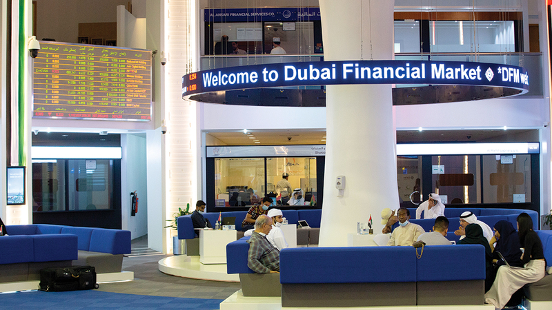 سوق دبي المالي أنهى التعاملات عند مستوى 3470 نقطة.   تصوير: أحمد عرديتي