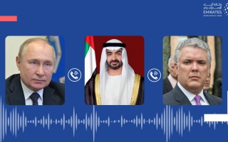 الصورة: محمد بن زايد يتلقى اتصالين هاتفيين من رئيسي روسيا وكولومبيا