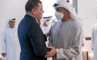 الصورة: رئيس الدولة يتلقى التعازي بوفاة الشيخ خليفة من عبدالحميد الدبيبة
