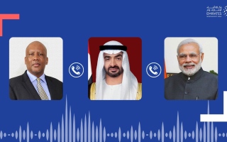 الصورة: رئيس الدولة يتلقى اتصالين هاتفيين من رئيس وزراء الهند وملك ليسوتو