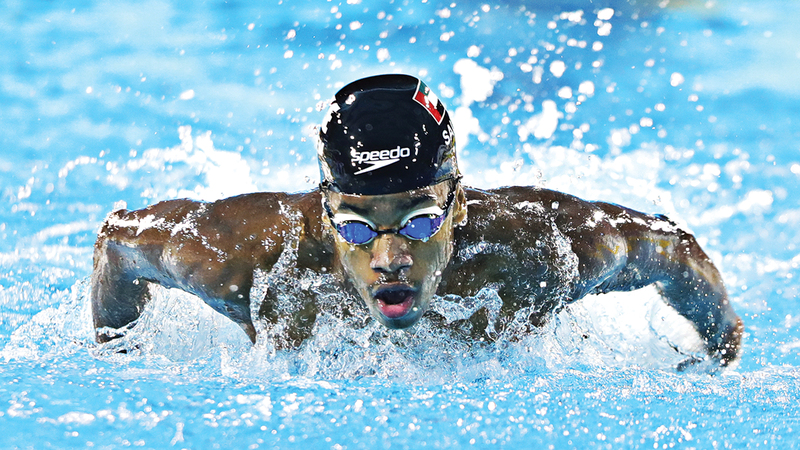 سالم غالب خلال مشاركته في منافسات البطولة العربية بأبوظبي. من المصدر