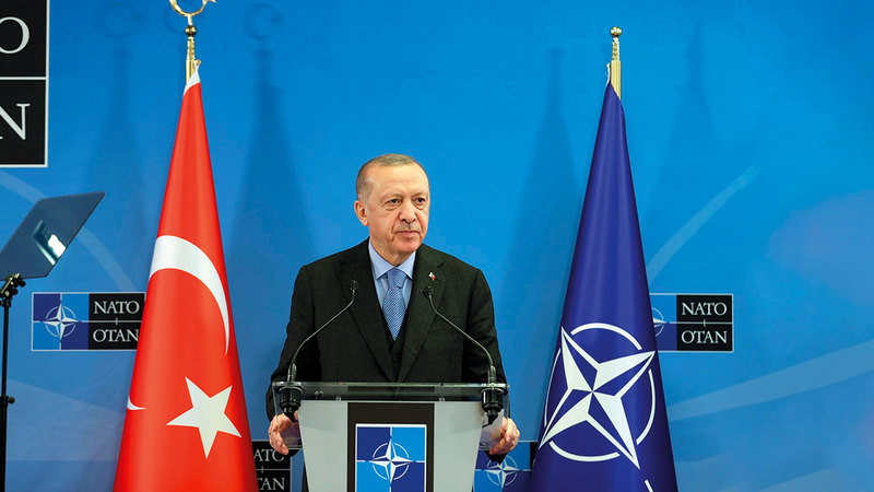 أردوغان يرى أن العلاقة بين أعضاء «الناتو» مبنية على المصالح المشتركة. أرشيفية