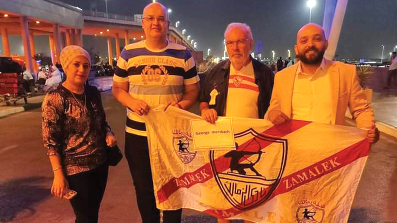 حفيد مؤسس نادي الزمالك بعد حضوره مباراة النادي مع غريمه التقليدي الأهلي قبل أيام. من المصدر