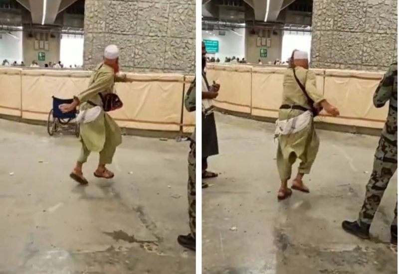 "Hajj" gets angry while throwing the pebbles in a violent way.. Watch
