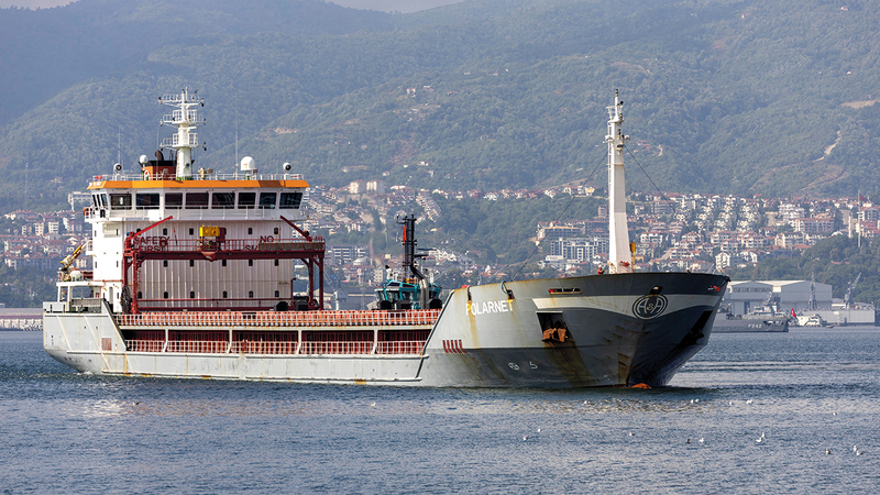 سفينة ترفع العَلَم التركي تشحن الحبوب الأوكرانية. أرشيفية