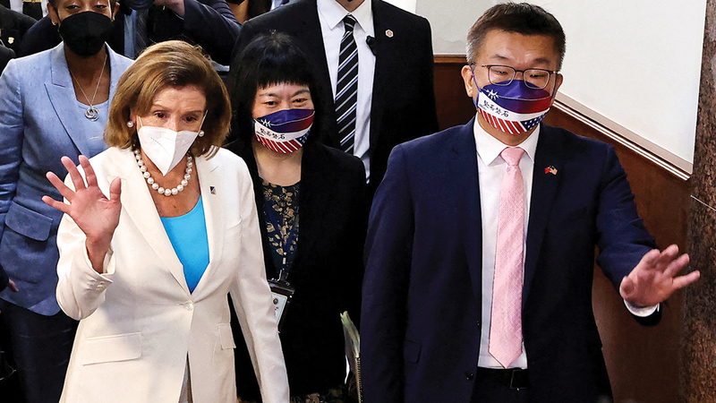 رئيسة مجلس النواب الأميركي تزور تايوان.   أ.ف.ب